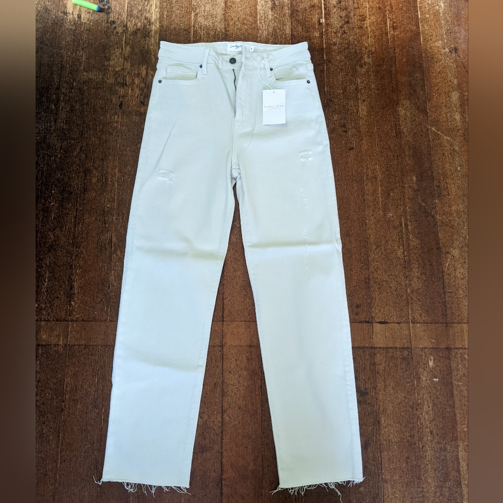 Cream Distressed Jeans